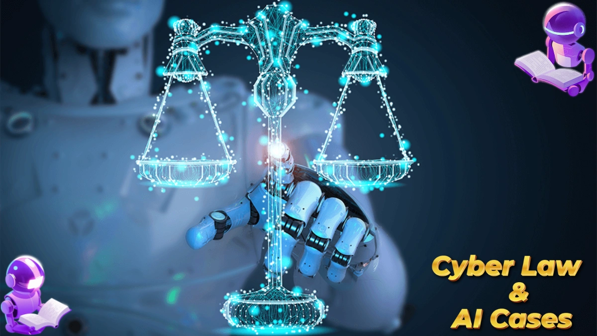 Cyber Law & AI Cases Technology lawyer reviewing AI compliance documents in modern office