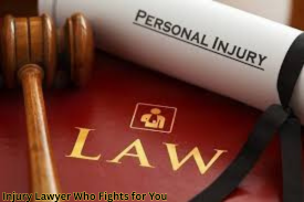 Personal injury lawyer concept with a gavel, legal book, and a rolled document labeled “Personal Injury.”