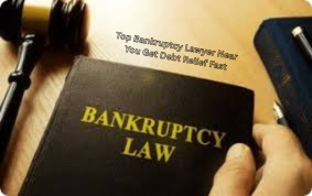 Alt Text: Top Bankruptcy Lawyer Near You – Get Debt Relief Fast | Bankruptcy Law Book, Gavel and Legal Desk Setup