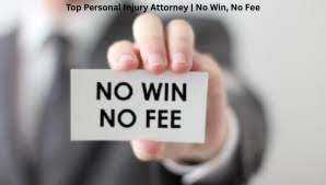 A person in a suit holding a card that reads “No Win No Fee,” symbolizing risk-free legal representation by a personal injury attorney.